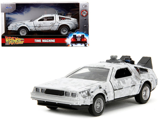 DMC DeLorean Time Machine Brushed Metal (Frost Version) "Back to the Future" (1985) Movie "Hollywood Rides" Series 1/32 Diecast Model Car