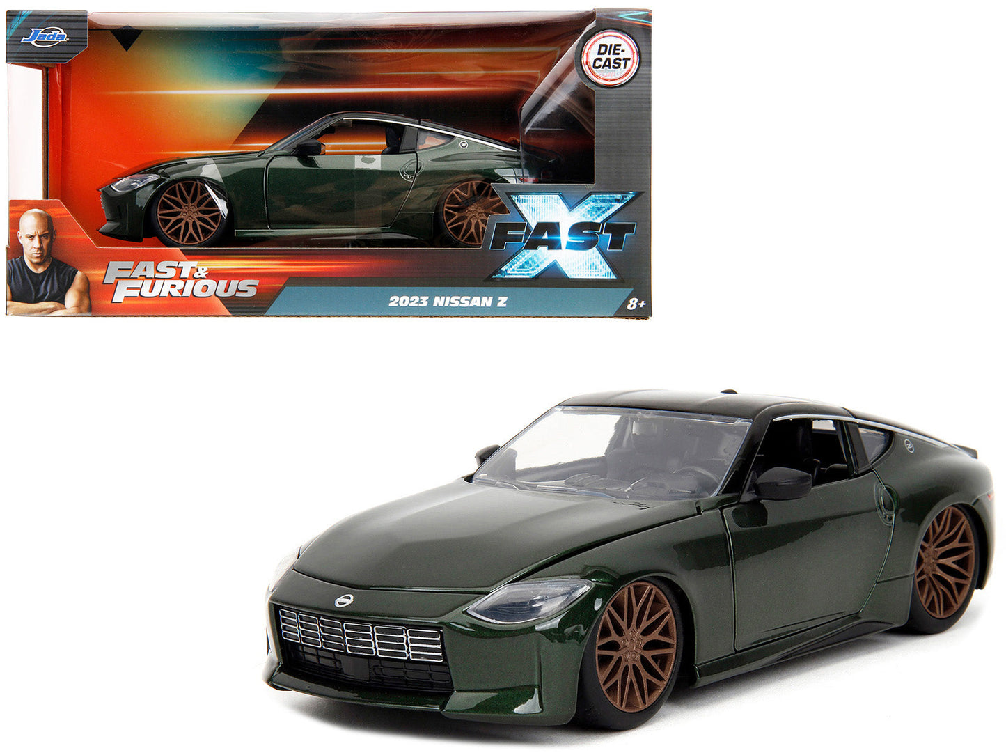 2023 Nissan Z Dark Green Metallic with Black Top "Fast X" (2023) Movie "Fast & Furious" Series 1/24 Diecast Model Car