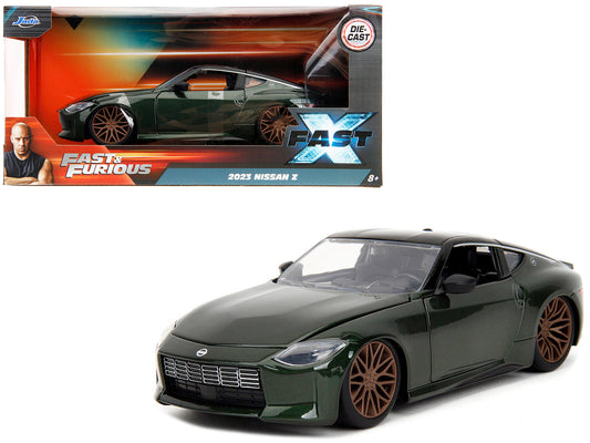 2023 Nissan Z Dark Green Metallic with Black Top "Fast X" (2023) Movie "Fast & Furious" Series 1/24 Diecast Model Car