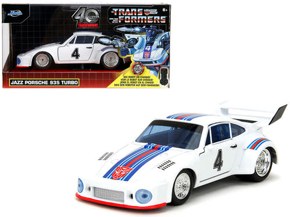 Porsche 935 Turbo #4 "Jazz" White with Blue and Red Stripes "Transformers" "Hollywood Rides" Series 1/32 Diecast Model Car