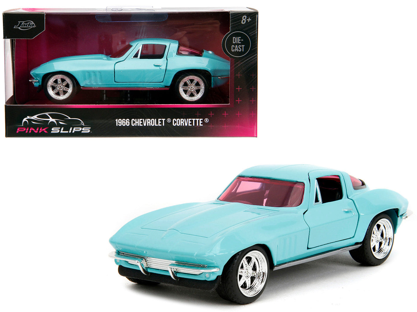 1966 Chevrolet Corvette Light Blue with Pink Tinted Windows "Pink Slips" Series 1/32 Diecast Model Car