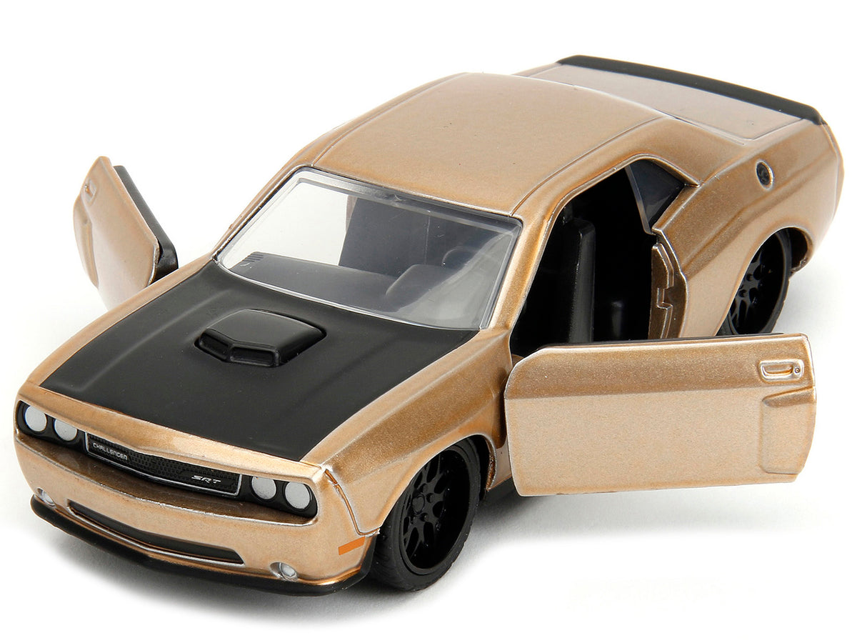 2012 Dodge Challenger SRT8 Gold Metallic with Black Hood "Pink Slips" Series 1/32 Diecast Model Car