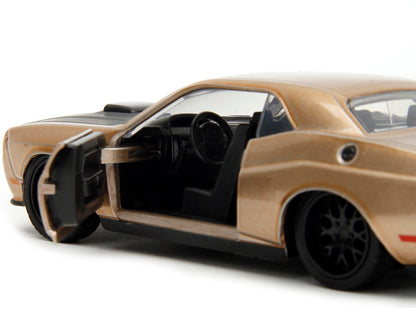 2012 Dodge Challenger SRT8 Gold Metallic with Black Hood "Pink Slips" Series 1/32 Diecast Model Car