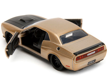 2012 Dodge Challenger SRT8 Gold Metallic with Black Hood "Pink Slips" Series 1/32 Diecast Model Car