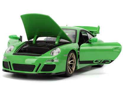 Porsche 911 GT3 (997) Green with Black Accents "Fast X" (2023) Movie "Fast & Furious" Series 1/24 Diecast Model Car