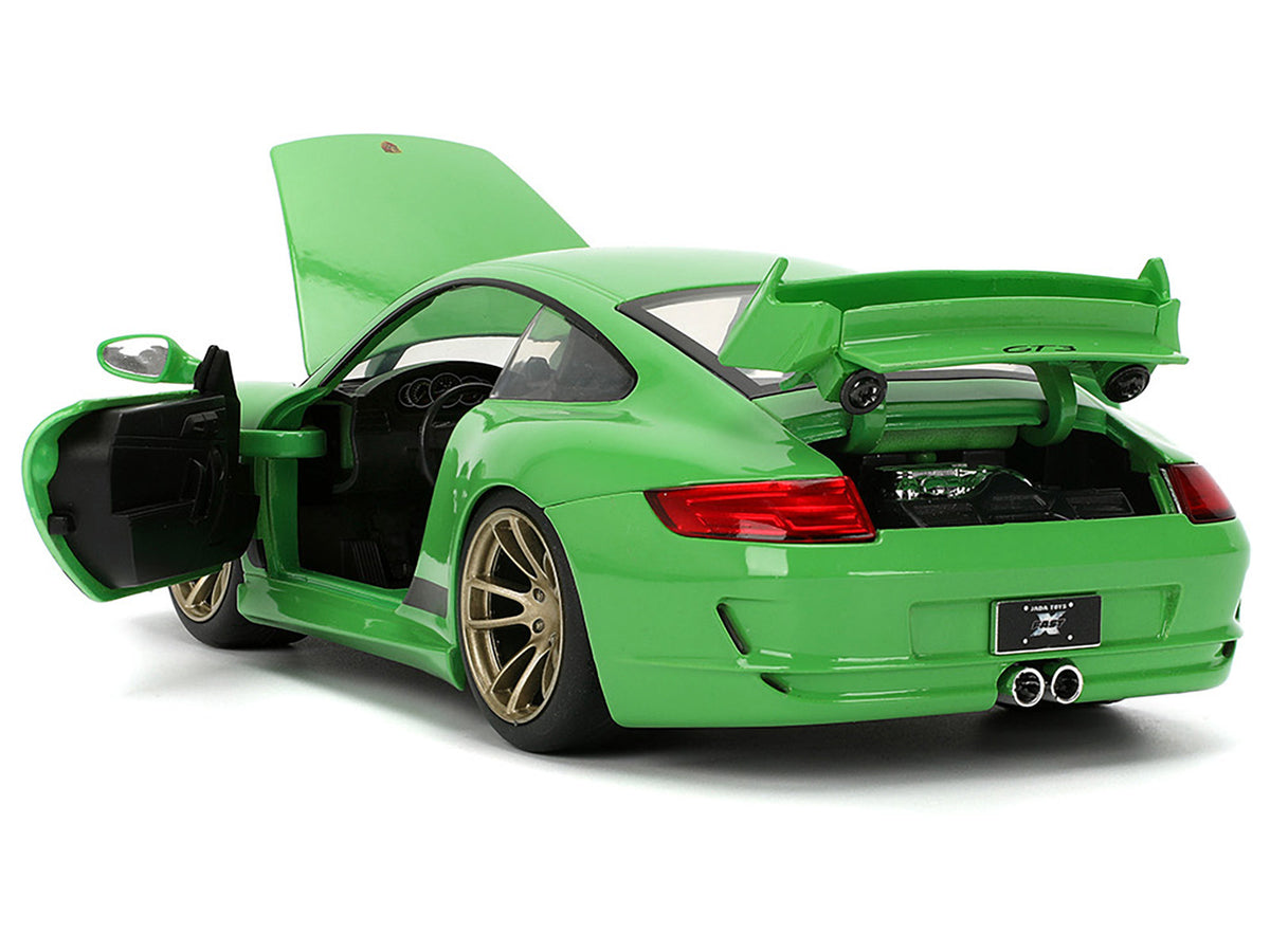 Porsche 911 GT3 (997) Green with Black Accents "Fast X" (2023) Movie "Fast & Furious" Series 1/24 Diecast Model Car