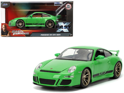 Porsche 911 GT3 (997) Green with Black Accents "Fast X" (2023) Movie "Fast & Furious" Series 1/24 Diecast Model Car