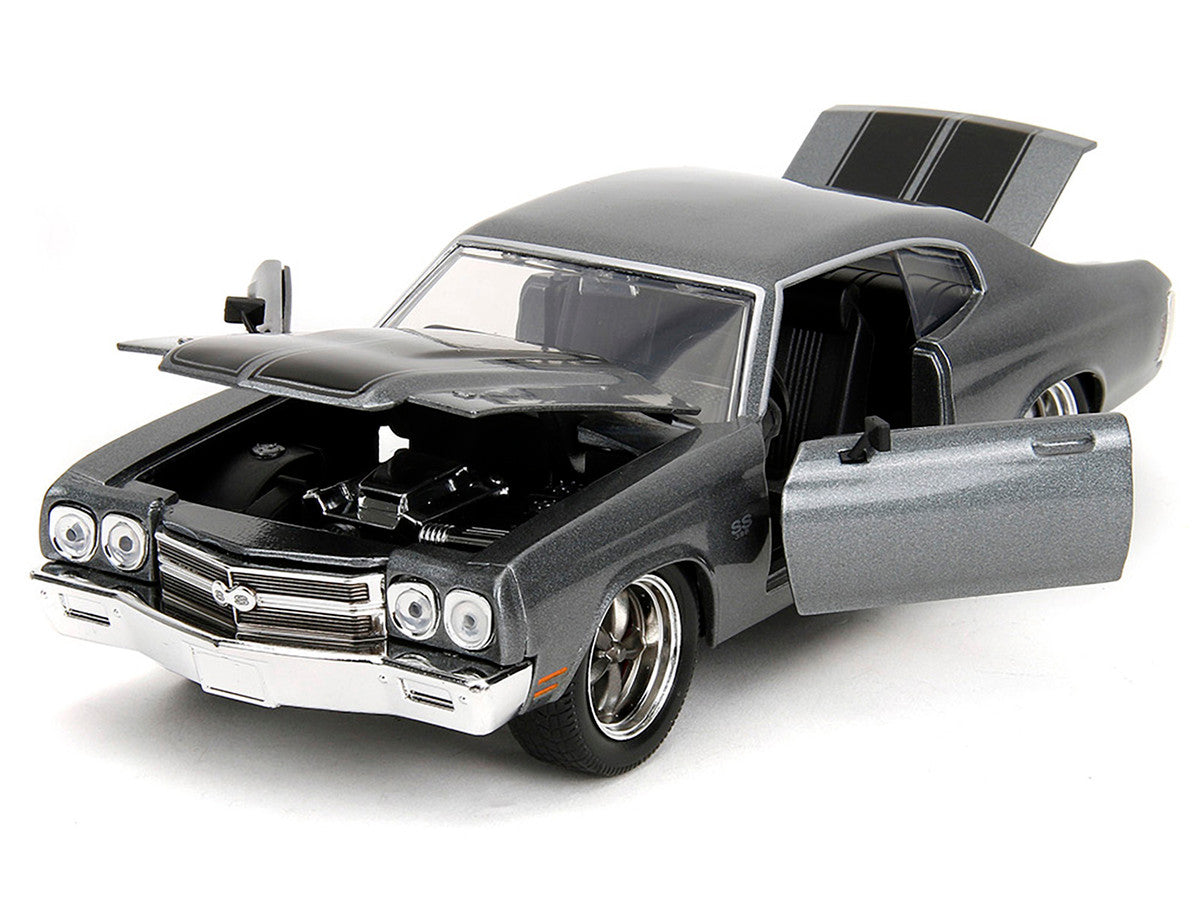 1970 Chevrolet Chevelle SS Gray Metallic with Black Stripes "Fast & Furious" (2009) Movie "Fast & Furious 25th Anniversary" Series 1/24 Diecast Model Car