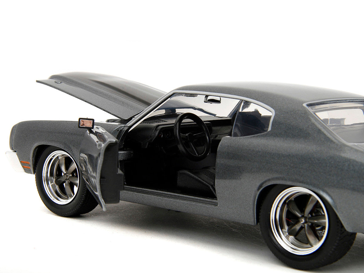 1970 Chevrolet Chevelle SS Gray Metallic with Black Stripes "Fast & Furious" (2009) Movie "Fast & Furious 25th Anniversary" Series 1/24 Diecast Model Car