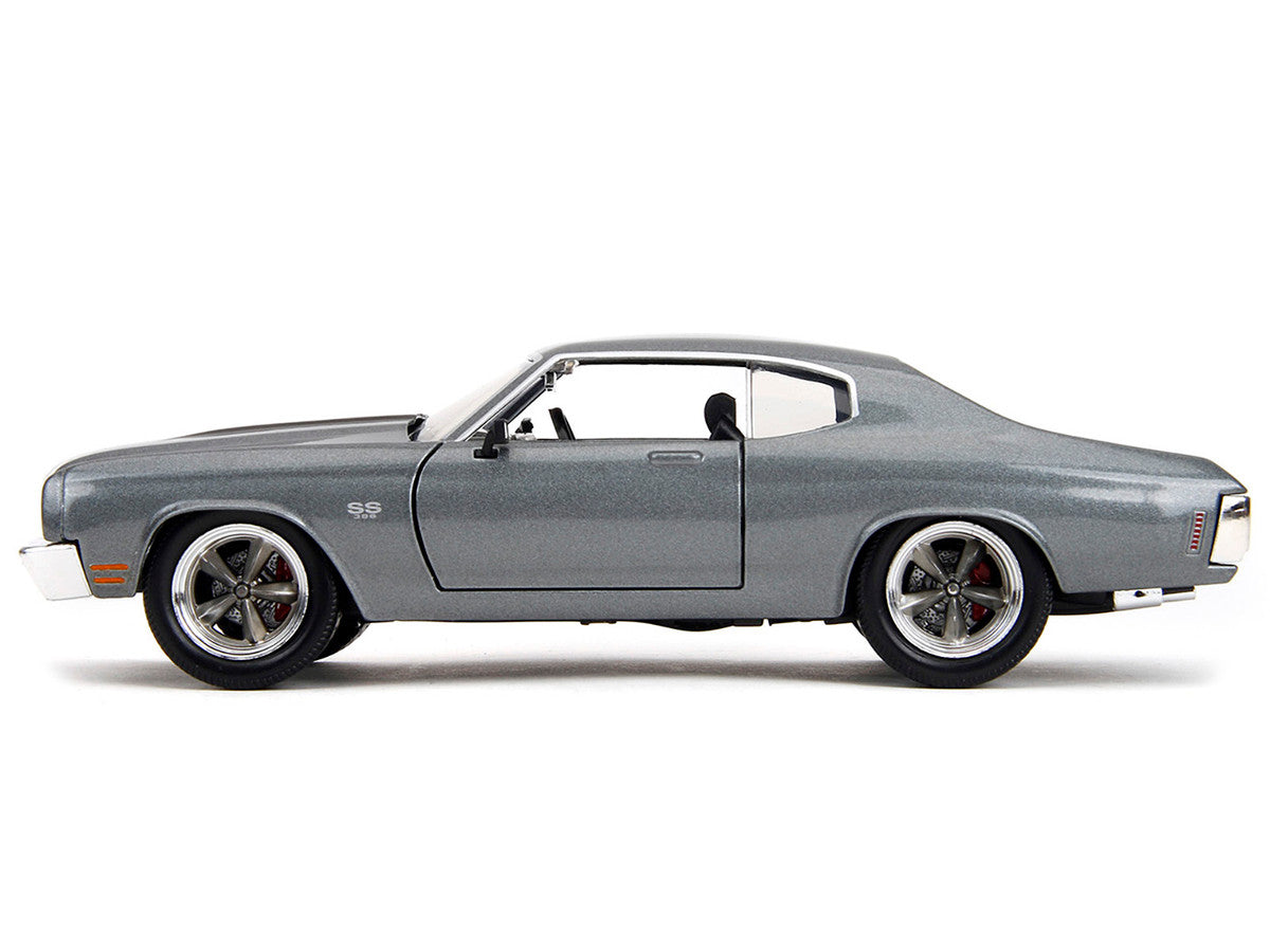 1970 Chevrolet Chevelle SS Gray Metallic with Black Stripes "Fast & Furious" (2009) Movie "Fast & Furious 25th Anniversary" Series 1/24 Diecast Model Car