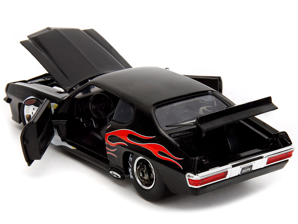 1971 Pontiac GTO Black with Flame Graphics "Bigtime Muscle" Series 1/24 Diecast Model Car