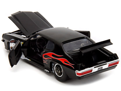 1971 Pontiac GTO Black with Flame Graphics "Bigtime Muscle" Series 1/24 Diecast Model Car