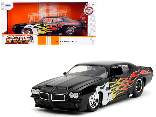 1971 Pontiac GTO Black with Flame Graphics "Bigtime Muscle" Series 1/24 Diecast Model Car