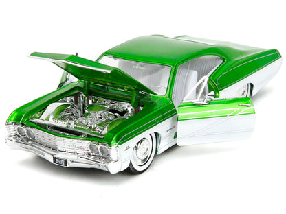 1967 Chevrolet Impala SS Green Metallic and White with White Interior "Bigtime Muscle" Series 1/24 Diecast Model Car