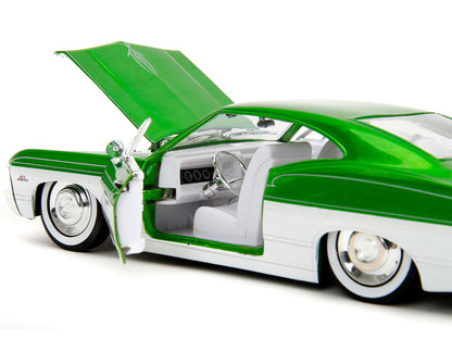 1967 Chevrolet Impala SS Green Metallic and White with White Interior "Bigtime Muscle" Series 1/24 Diecast Model Car
