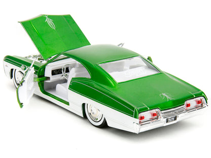 1967 Chevrolet Impala SS Green Metallic and White with White Interior "Bigtime Muscle" Series 1/24 Diecast Model Car