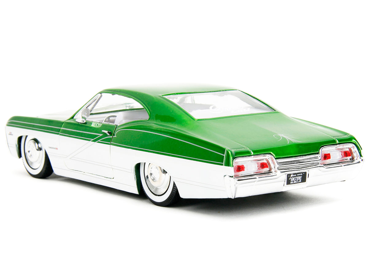 1967 Chevrolet Impala SS Green Metallic and White with White Interior "Bigtime Muscle" Series 1/24 Diecast Model Car