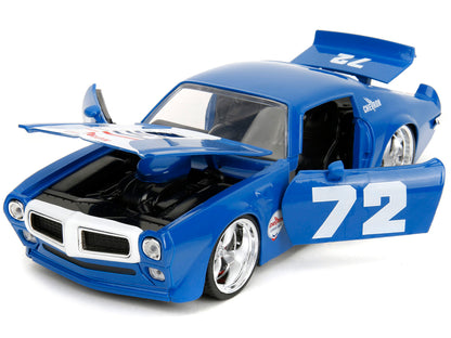 1972 Pontiac Firebird #72 Blue with White Stripe "Chevron" "Bigtime Muscle" Series 1/24 Diecast Model Car