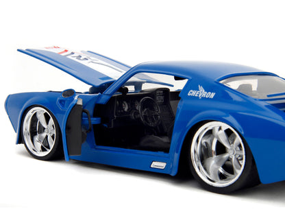 1972 Pontiac Firebird #72 Blue with White Stripe "Chevron" "Bigtime Muscle" Series 1/24 Diecast Model Car