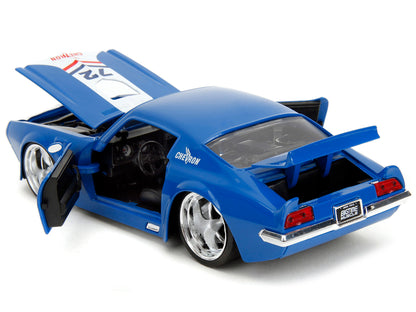 1972 Pontiac Firebird #72 Blue with White Stripe "Chevron" "Bigtime Muscle" Series 1/24 Diecast Model Car