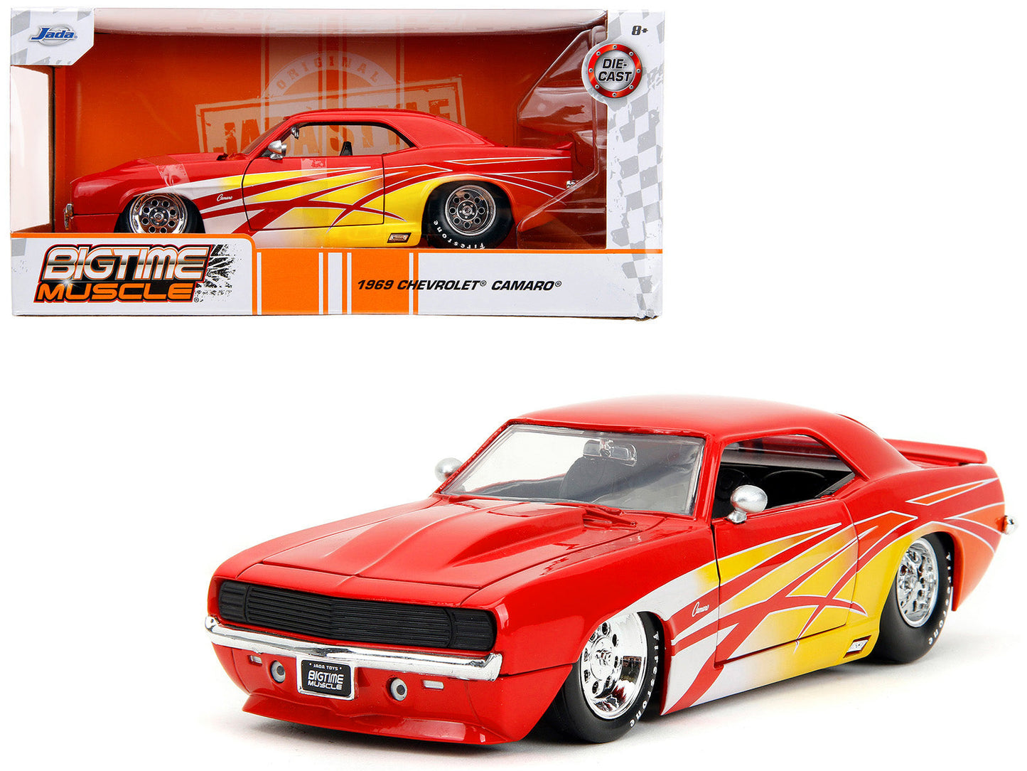 1969 Chevrolet Camaro Red with Graphics "BigTime Muscle" Series 1/24 Diecast Model Car