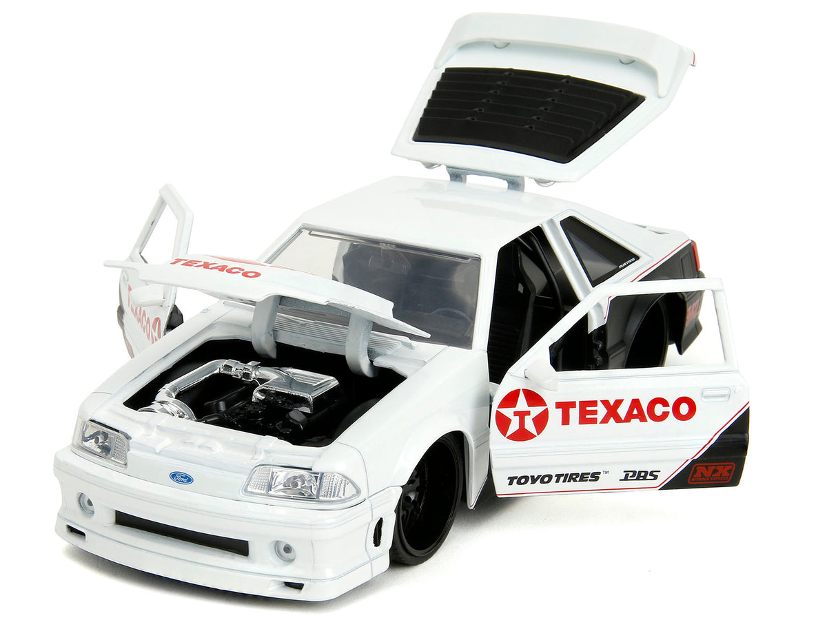 1989 Ford Mustang GT "Texaco" White and Matt Black with Graphics "Bigtime Muscle" Series 1/24 Diecast Model Car