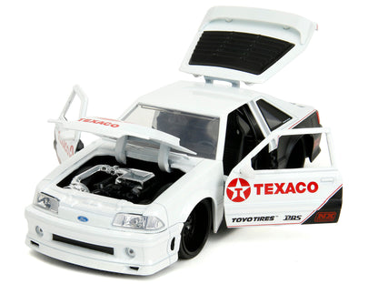 1989 Ford Mustang GT "Texaco" White and Matt Black with Graphics "Bigtime Muscle" Series 1/24 Diecast Model Car