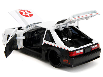 1989 Ford Mustang GT "Texaco" White and Matt Black with Graphics "Bigtime Muscle" Series 1/24 Diecast Model Car