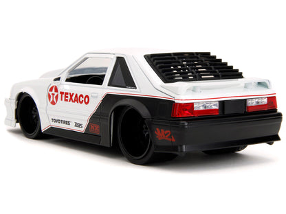 1989 Ford Mustang GT "Texaco" White and Matt Black with Graphics "Bigtime Muscle" Series 1/24 Diecast Model Car