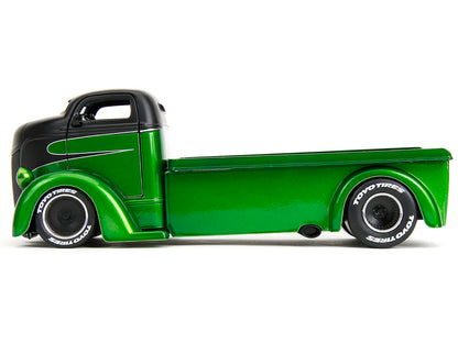 1947 Ford COE Flatbed Truck Green Metallic and Matt Black "Toyo Tires" with Extra Wheels "Just Trucks" Series 1/24 Diecast Model Car