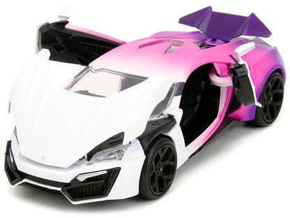 Lykan Hypersport White Pink and Purple Gradient "Pink Slips" Series 1/24 Diecast Model Car