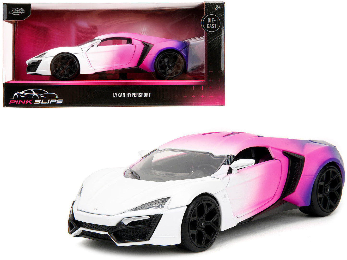 Lykan Hypersport White Pink and Purple Gradient "Pink Slips" Series 1/24 Diecast Model Car