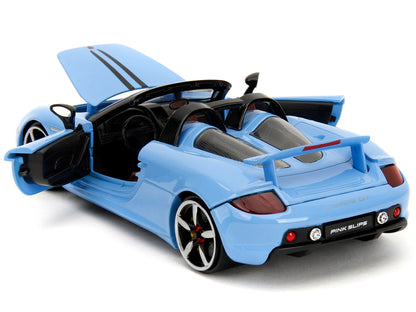 Porsche Carrera GT Convertible Blue with Black Stripes "Pink Slips" Series 1/24 Diecast Model Car