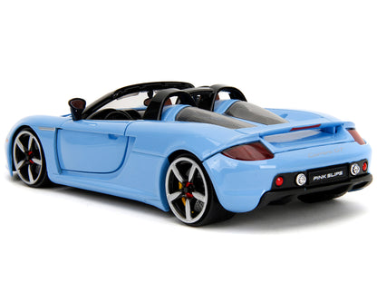 Porsche Carrera GT Convertible Blue with Black Stripes "Pink Slips" Series 1/24 Diecast Model Car