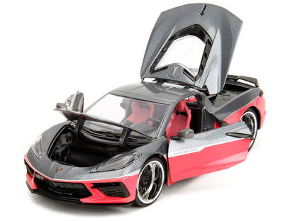 2020 Chevrolet Corvette Gray Metallic and Pink "Pink Slips" Series 1/24 Diecast Model Car