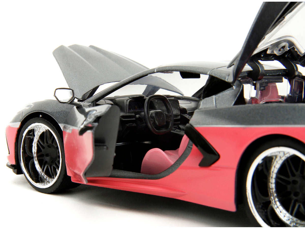 2020 Chevrolet Corvette Gray Metallic and Pink "Pink Slips" Series 1/24 Diecast Model Car