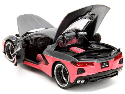 2020 Chevrolet Corvette Gray Metallic and Pink "Pink Slips" Series 1/24 Diecast Model Car