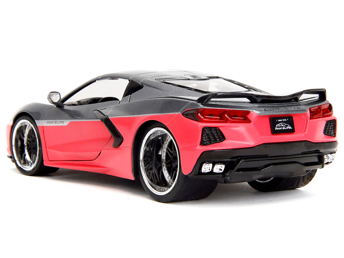 2020 Chevrolet Corvette Gray Metallic and Pink "Pink Slips" Series 1/24 Diecast Model Car
