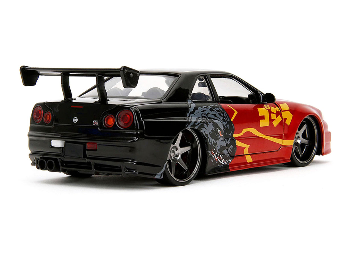 2002 Nissan Skyline GT-R (R34) RHD (Right Hand Drive) Red Metallic and Black "Godzilla vs. Destoroyah" (1995) Movie "Hollywood Rides" Series 1/24 Diecast Model Car