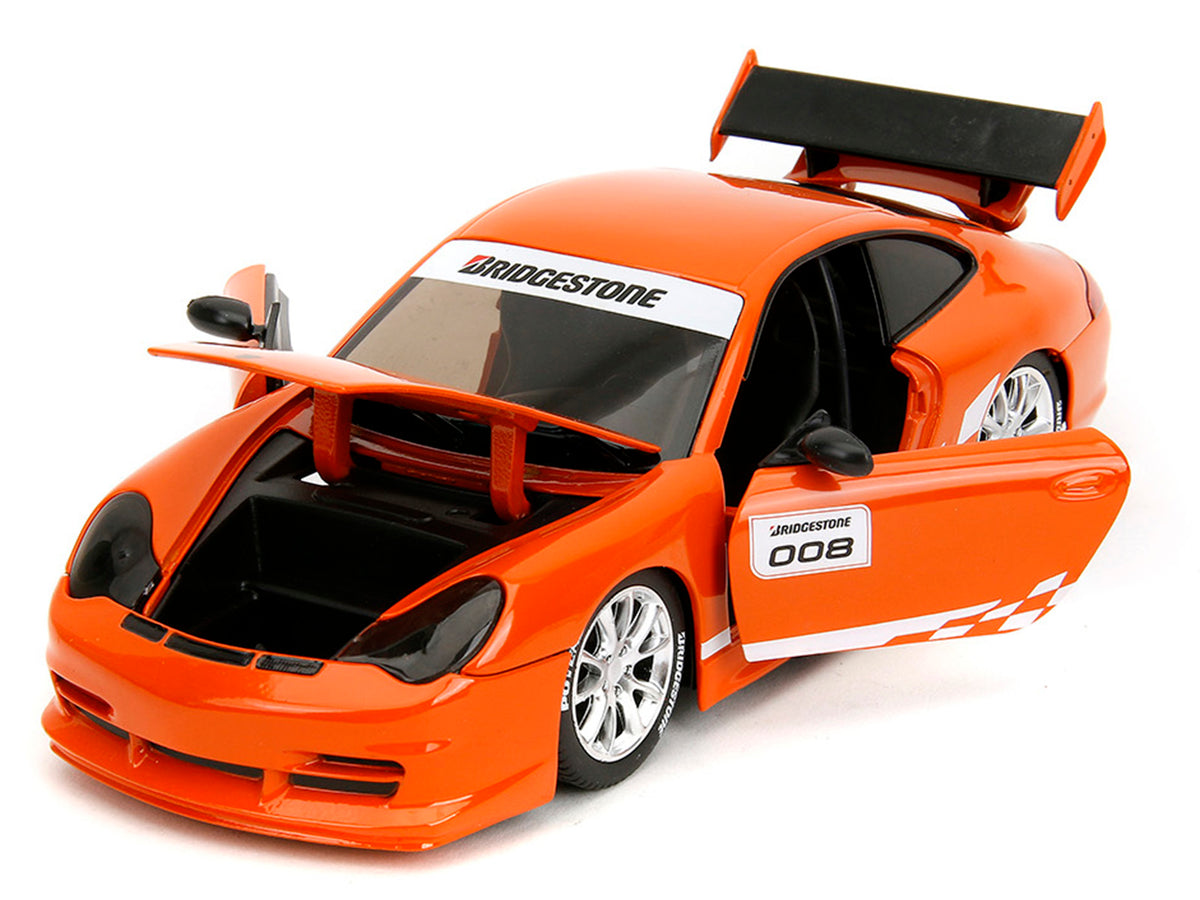Porsche 911 GT3 RS (996) #008 "Bridgestone" Orange Metallic with White Graphics "Hyper-Spec" Series 1/24 Diecast Model Car