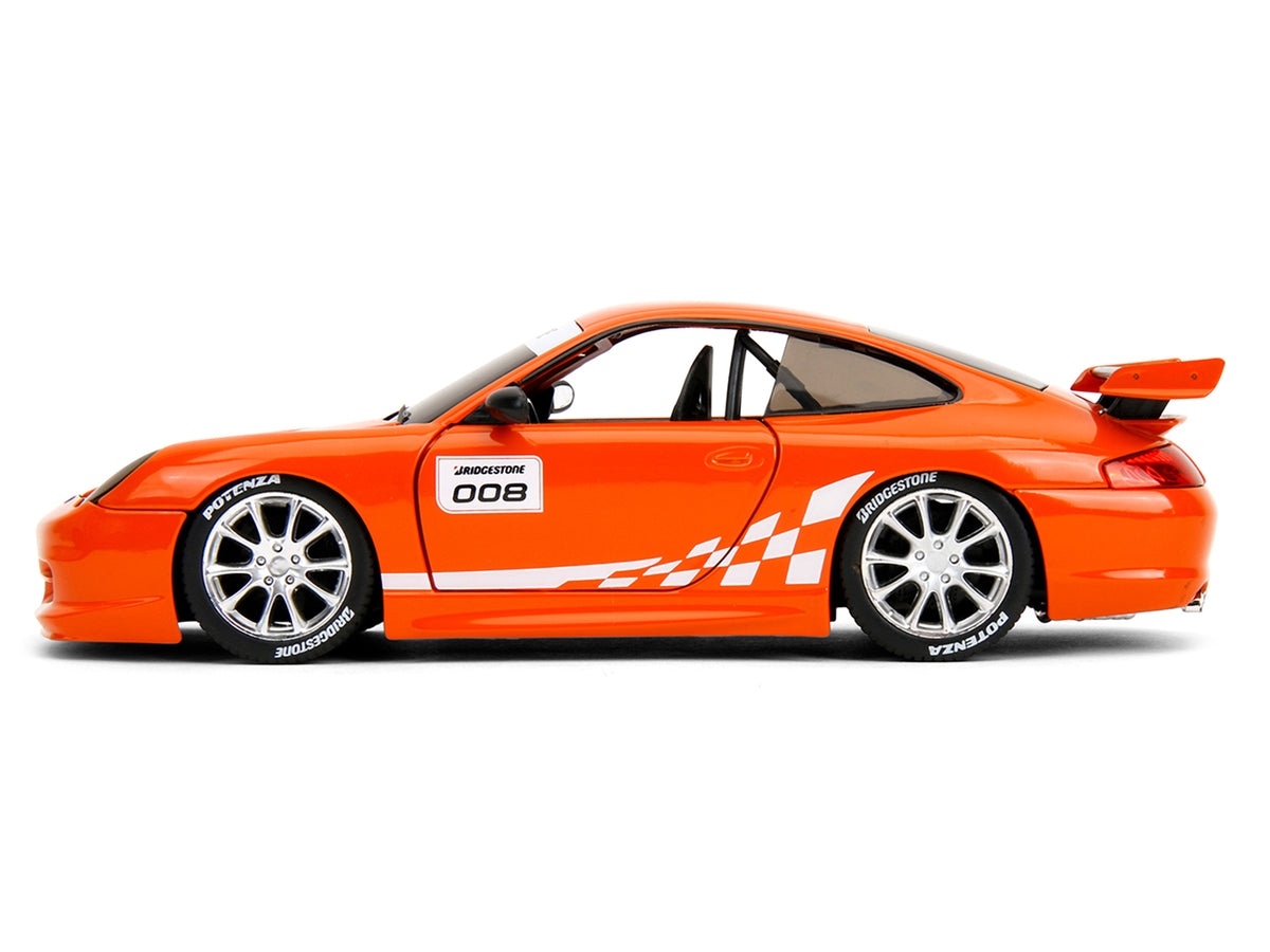Porsche 911 GT3 RS (996) #008 "Bridgestone" Orange Metallic with White Graphics "Hyper-Spec" Series 1/24 Diecast Model Car