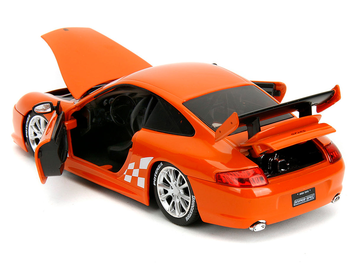 Porsche 911 GT3 RS (996) #008 "Bridgestone" Orange Metallic with White Graphics "Hyper-Spec" Series 1/24 Diecast Model Car