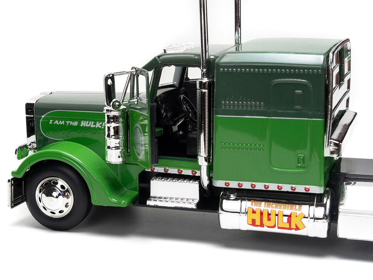 1992 Peterbilt 379 Truck Tractor Green Two-Tone and Purple "The Incredible Hulk" "Marvel Avengers" Series Diecast Model