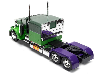 1992 Peterbilt 379 Truck Tractor Green Two-Tone and Purple "The Incredible Hulk" "Marvel Avengers" Series Diecast Model