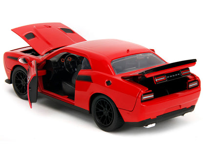 2015 Dodge Challenger Red with Black Stripes and Glenn Diecast Figure "The Walking Dead" (2010-2022) TV Series "Hollywood Rides" Series 1/24 Diecast Model Car