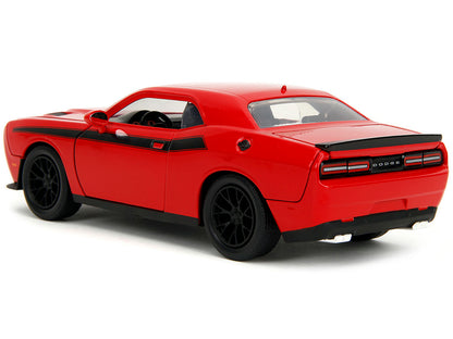 2015 Dodge Challenger Red with Black Stripes and Glenn Diecast Figure "The Walking Dead" (2010-2022) TV Series "Hollywood Rides" Series 1/24 Diecast Model Car