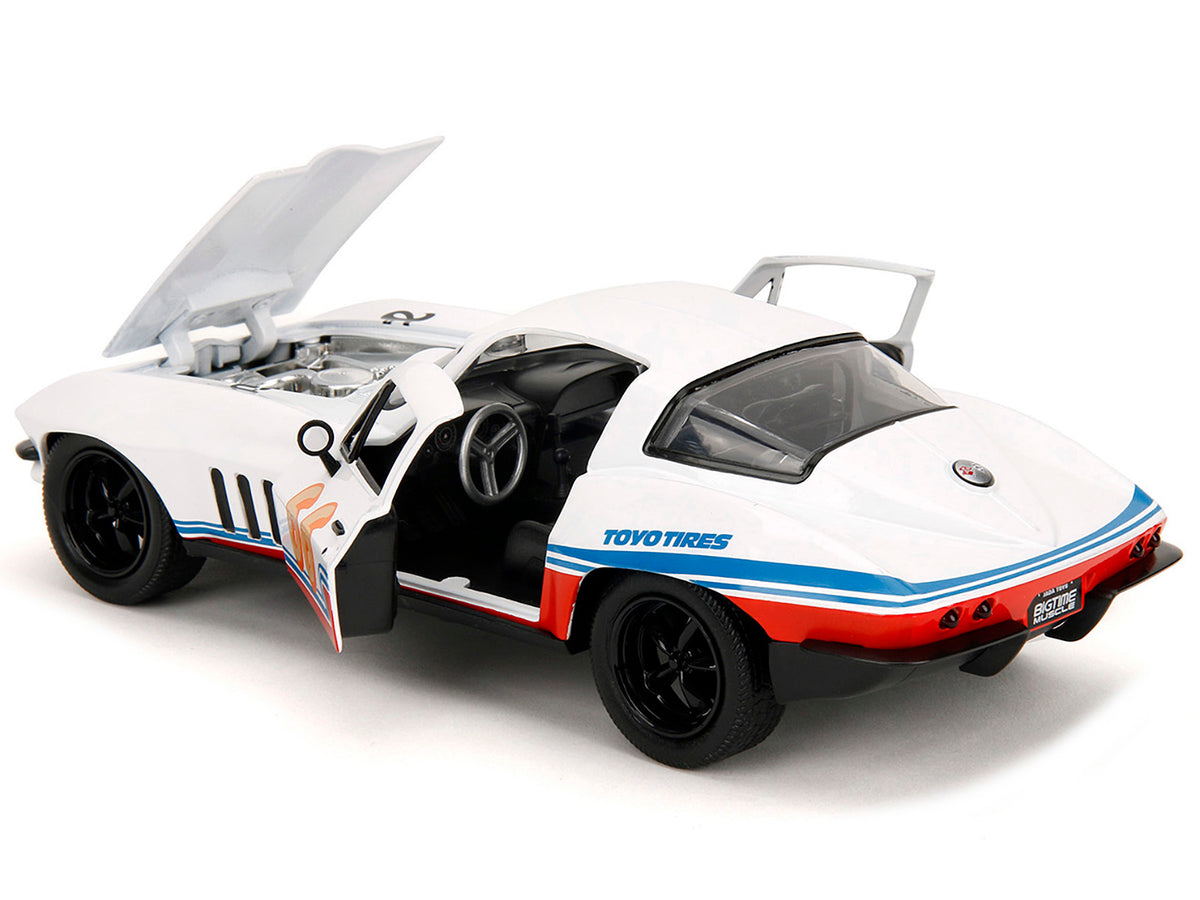 1966 Chevrolet Corvette #66 "Racing Spirit" White with Graphics "Bigtime Muscle" Series 1/24 Diecast Model Car