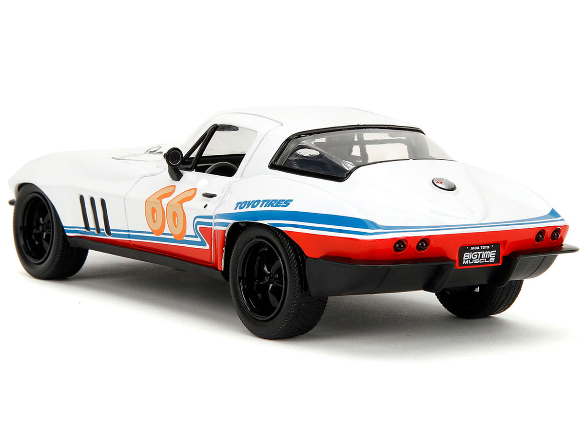 1966 Chevrolet Corvette #66 "Racing Spirit" White with Graphics "Bigtime Muscle" Series 1/24 Diecast Model Car