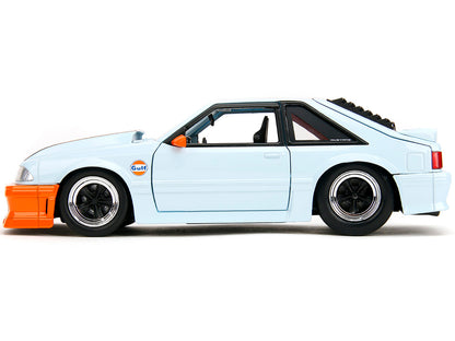 1989 Ford Mustang GT "Gulf Oil" Light Blue with Orange Stripe "Bigtime Muscle" Series 1/24 Diecast Model Car