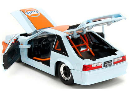1989 Ford Mustang GT "Gulf Oil" Light Blue with Orange Stripe "Bigtime Muscle" Series 1/24 Diecast Model Car